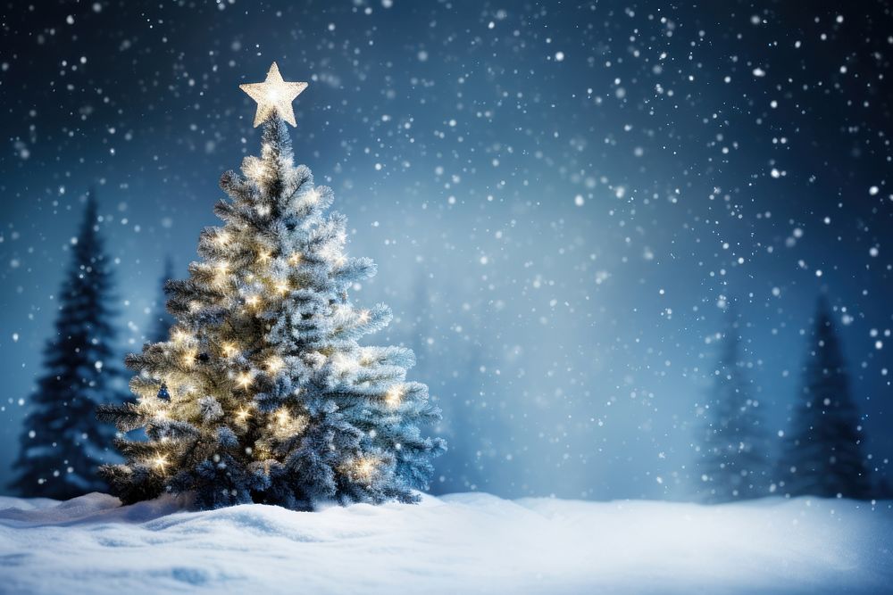 Christmas tree snow outdoors nature. AI generated Image by rawpixel.