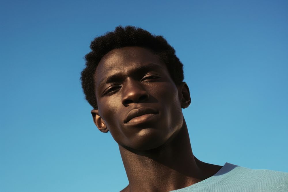Black man adult blue sky. AI generated Image by rawpixel.