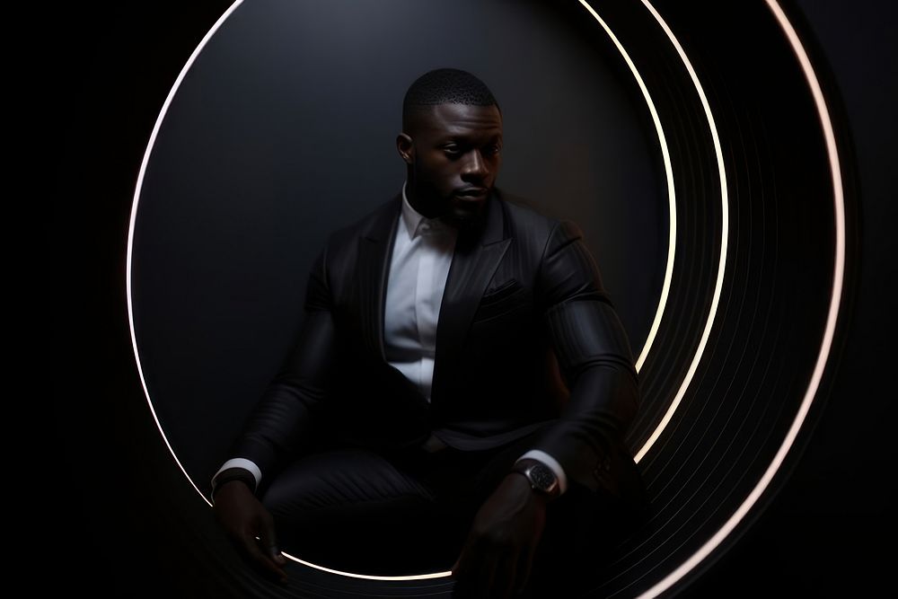 Black man portrait sitting adult. AI generated Image by rawpixel.