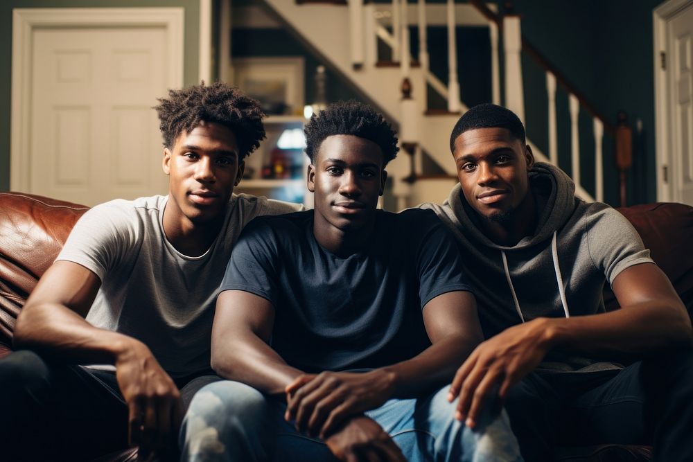 Black men teenager adult man togetherness. AI generated Image by rawpixel.