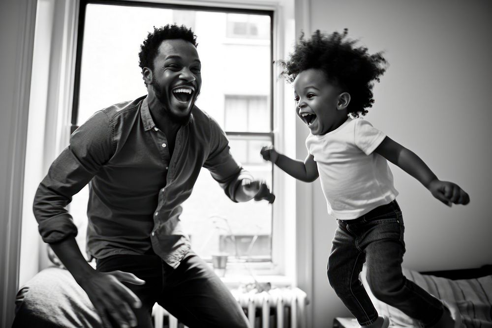 Father laughing portrait people. AI generated Image by rawpixel.