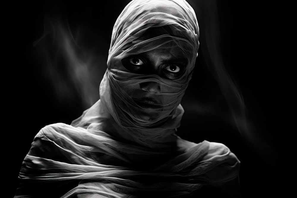 Mummy ghost photography portrait monochrome. AI generated Image by rawpixel.