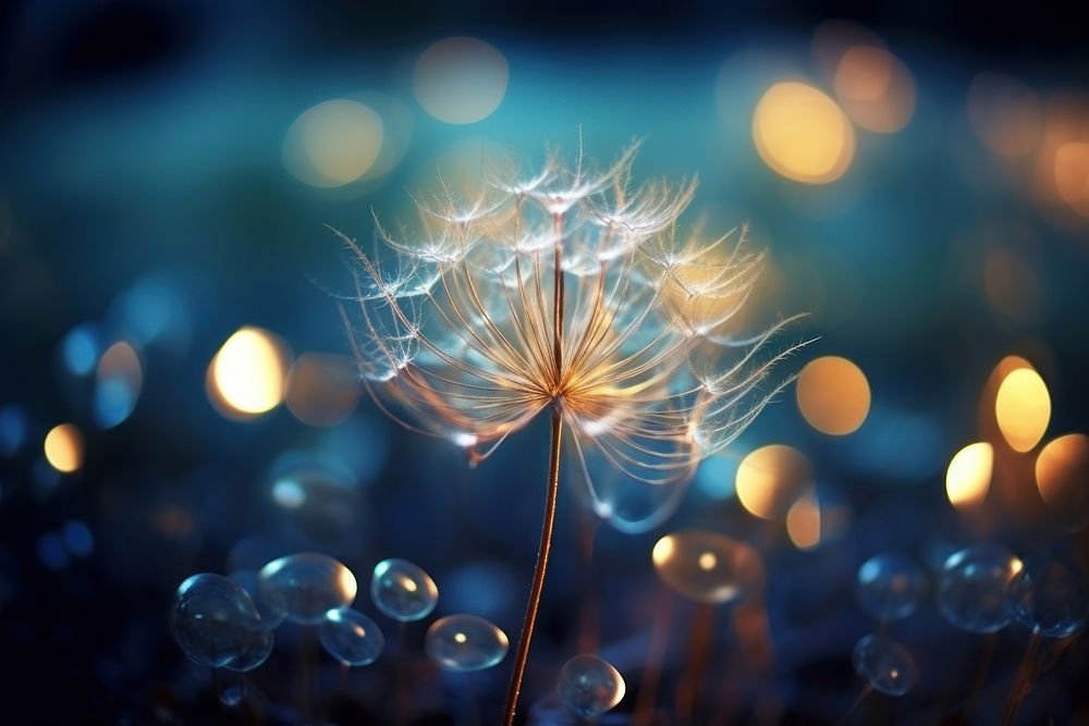 Night universe dandelion outdoors nature. AI generated Image by rawpixel.