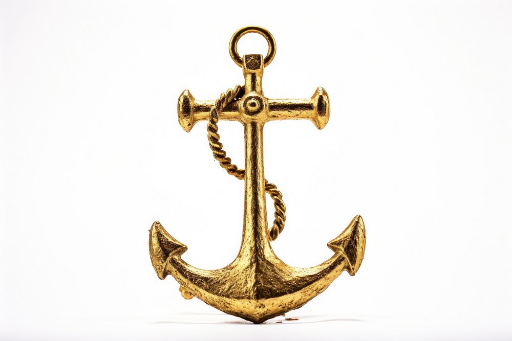 Gold anchor white background electronics outdoors. AI generated Image by rawpixel.