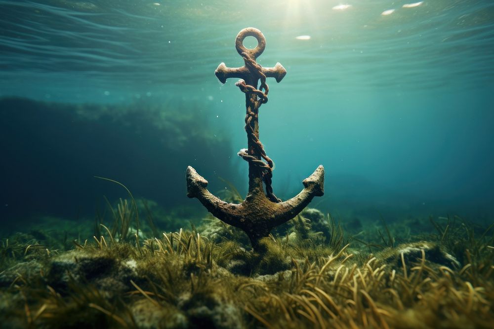 Anchor underwater outdoors nature. AI generated Image by rawpixel.