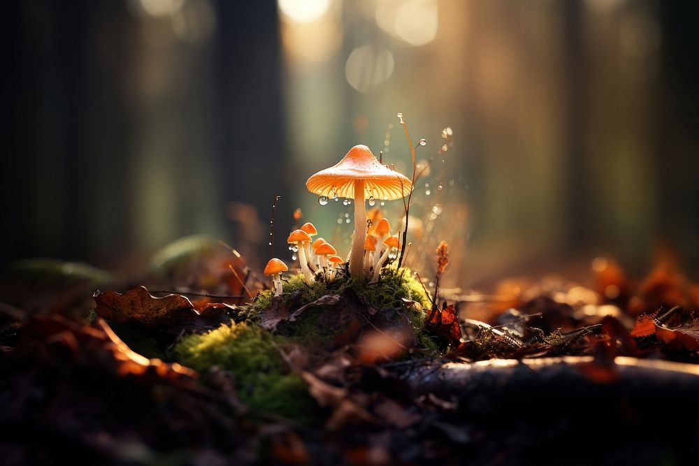 Forrest autumn mushroom fungus plant. AI generated Image by rawpixel.