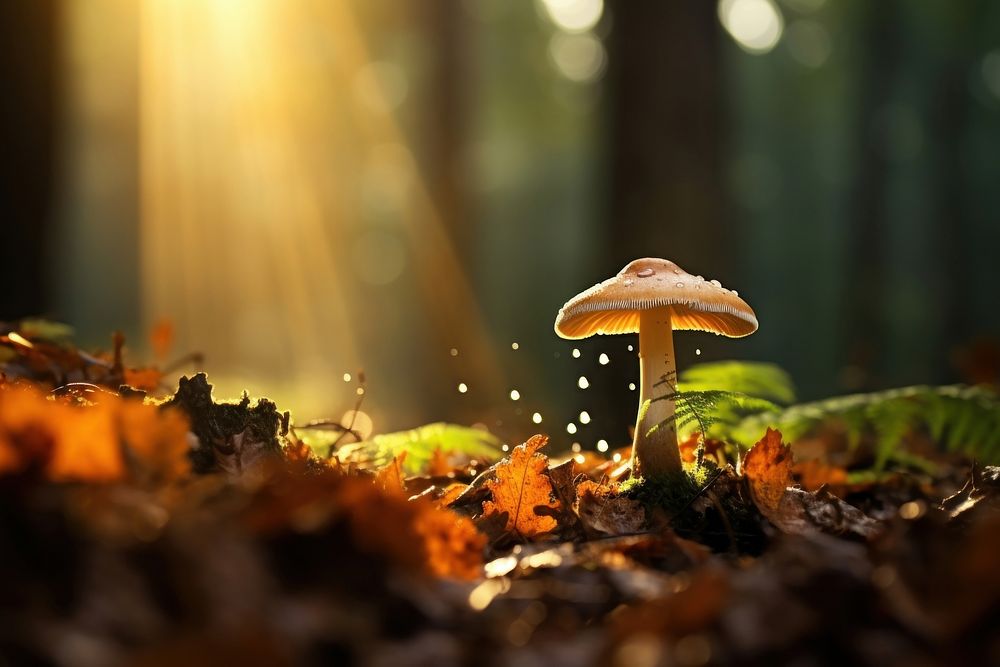 Forrest autumn mushroom fungus plant. AI generated Image by rawpixel.