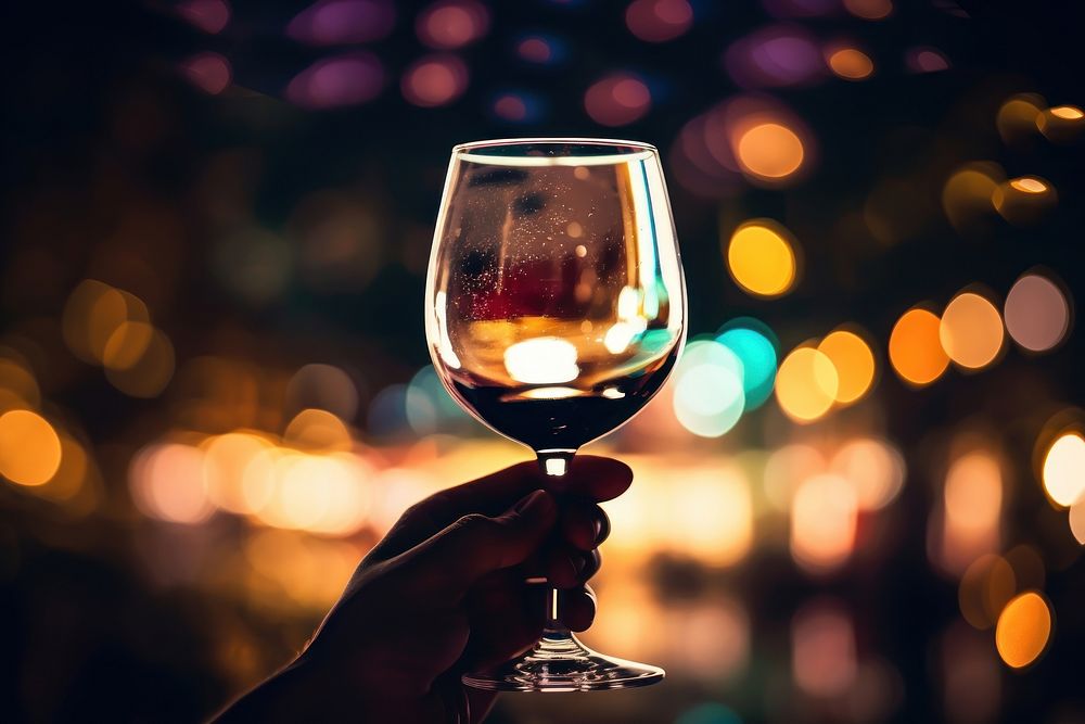 Wine glass holding drink light. AI generated Image by rawpixel.