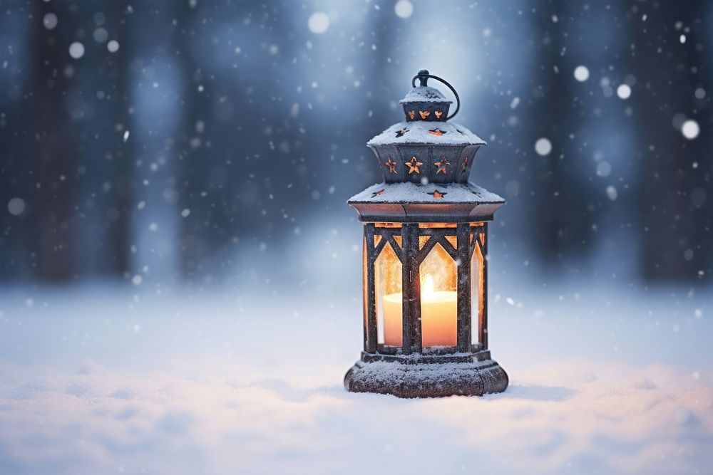 Snow lantern outdoors winter nature. AI generated Image by rawpixel.