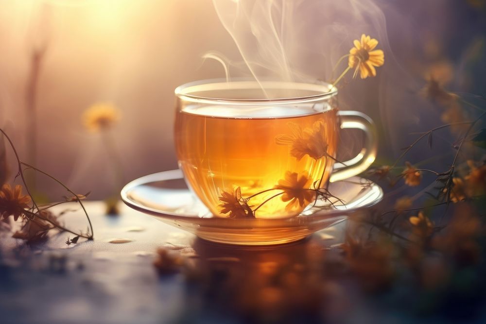 Tea flower morning saucer drink. AI generated Image by rawpixel.