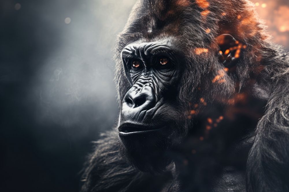 Gorilla wildlife monkey mammal. AI generated Image by rawpixel.