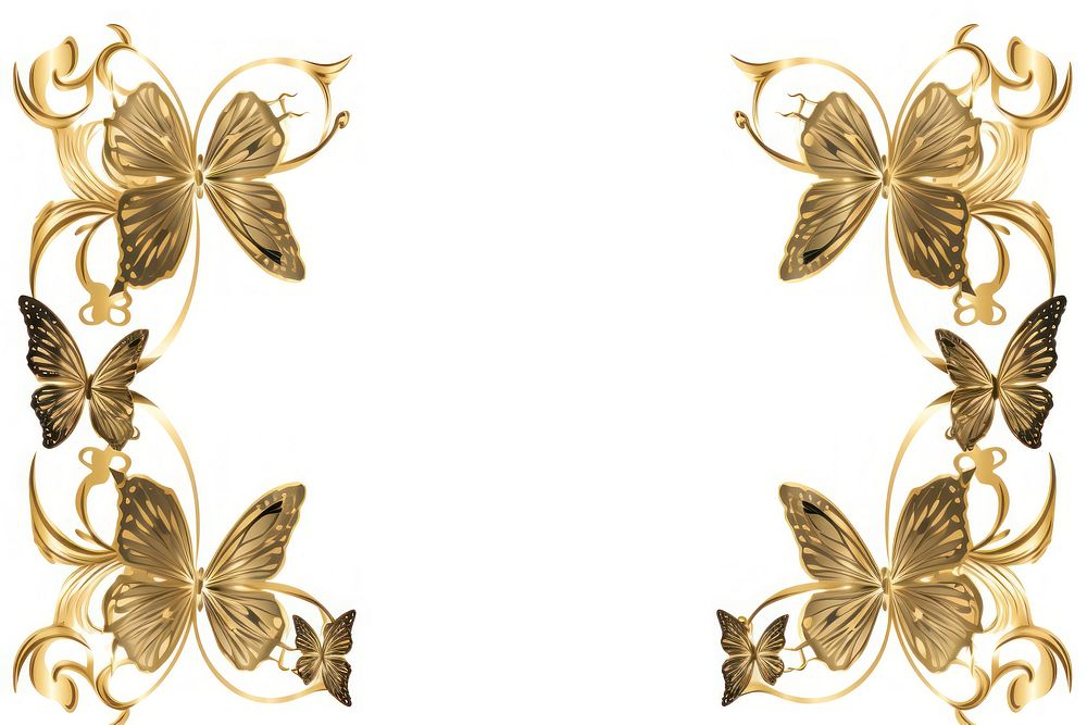 Butterfly gold pattern white background. AI generated Image by rawpixel.