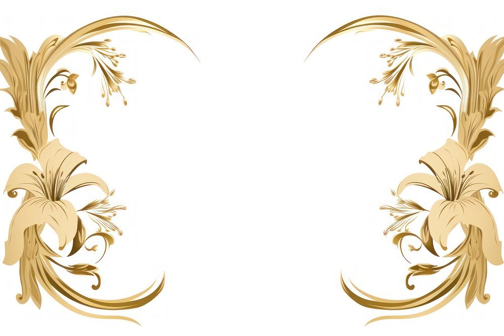 Lily pattern gold white background. AI generated Image by rawpixel.