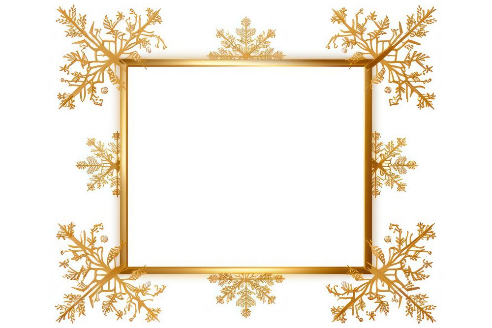 Snowflake frame gold white background. AI generated Image by rawpixel.