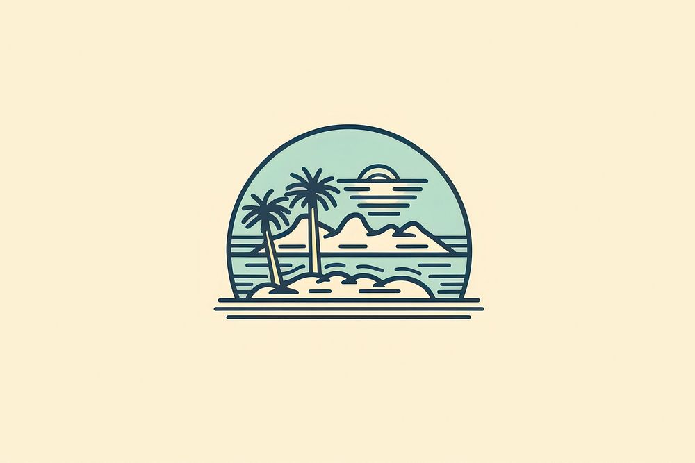Beach nature sketch logo. AI generated Image by rawpixel.