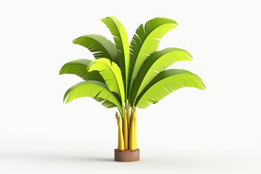 Banana tree plant leaf white background. AI generated Image by rawpixel.