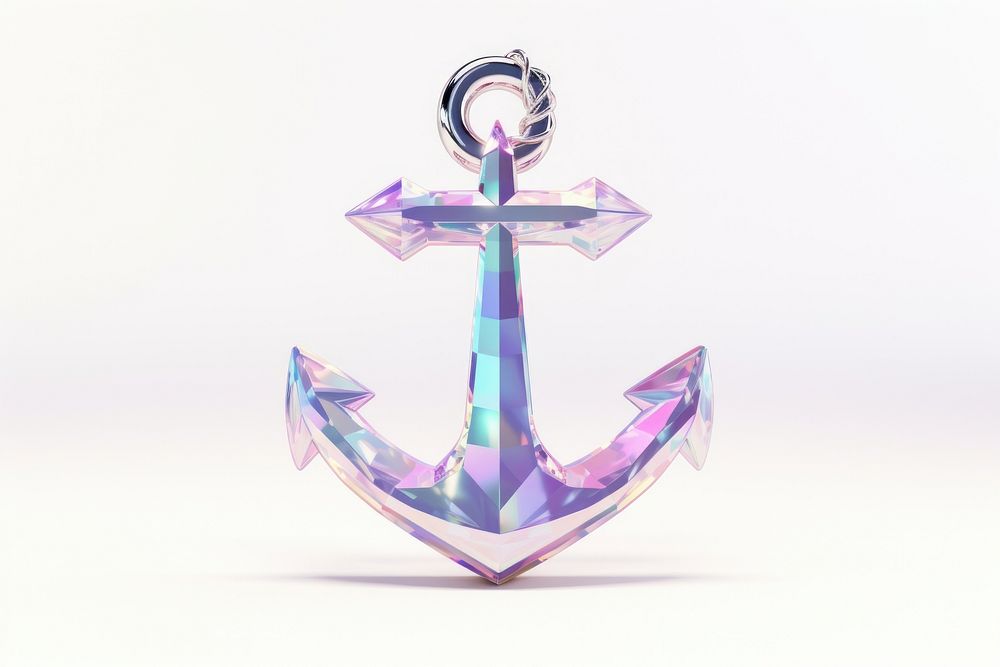 Crystal holographic anchor white background electronics watercraft. AI generated Image by rawpixel.