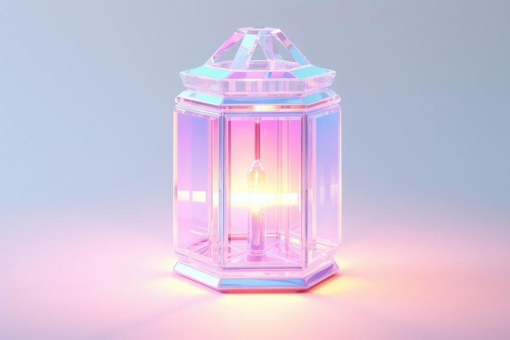 Crystal holographic lantern lamp illuminated lighting. AI generated Image by rawpixel.