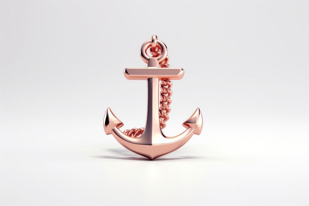 Rosegold anchor white background electronics watercraft. AI generated Image by rawpixel.