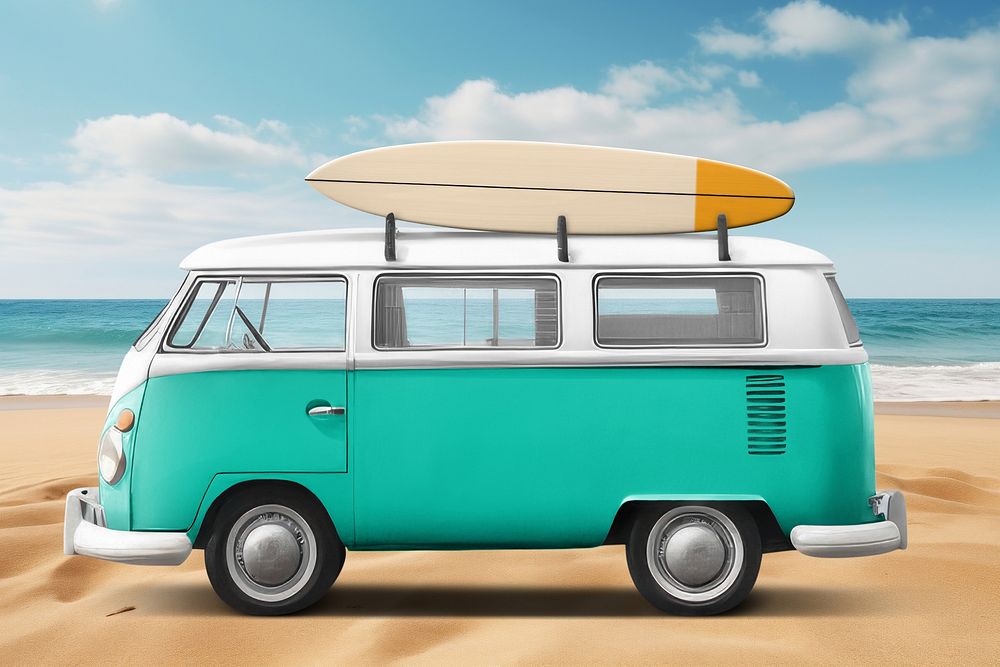 Retro microbus mockup psd