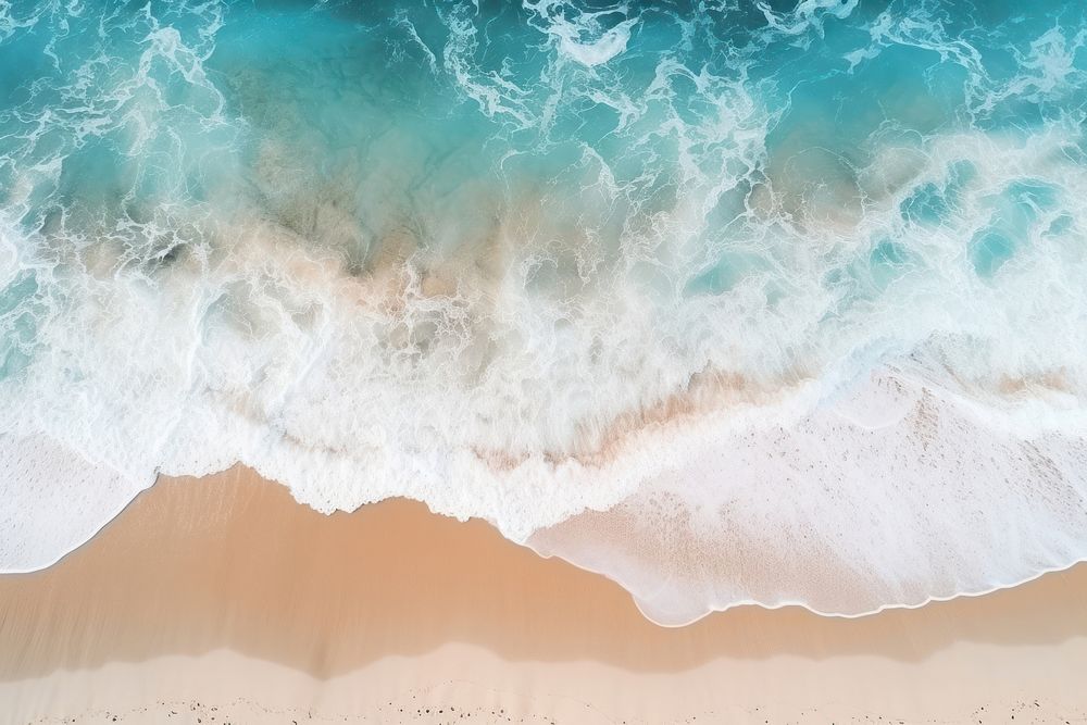 Waves on the beach as a background top view backgrounds outdoors nature. AI generated Image by rawpixel.