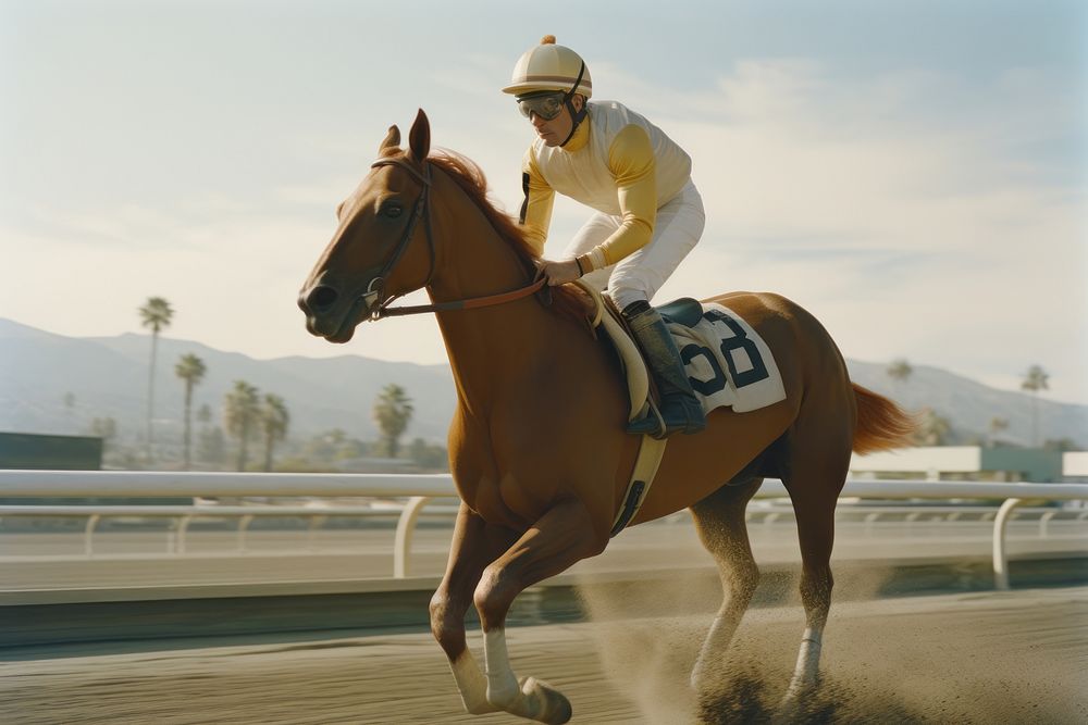 Jockey riding a horse mammal animal helmet. AI generated Image by rawpixel.