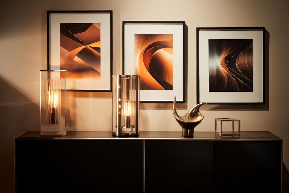 Modern frames painting lighting lamp. AI generated Image by rawpixel.