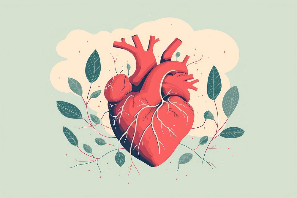 Heart insurance cartoon drawing illustrated. AI generated Image by rawpixel.