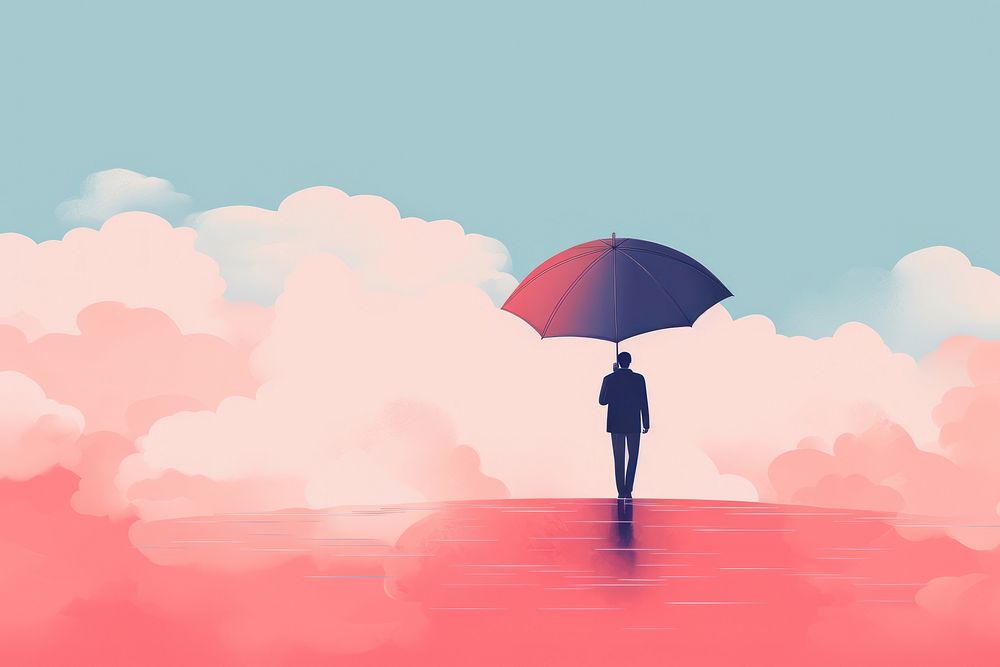 Life insurance umbrella tranquility silhouette. AI generated Image by rawpixel.