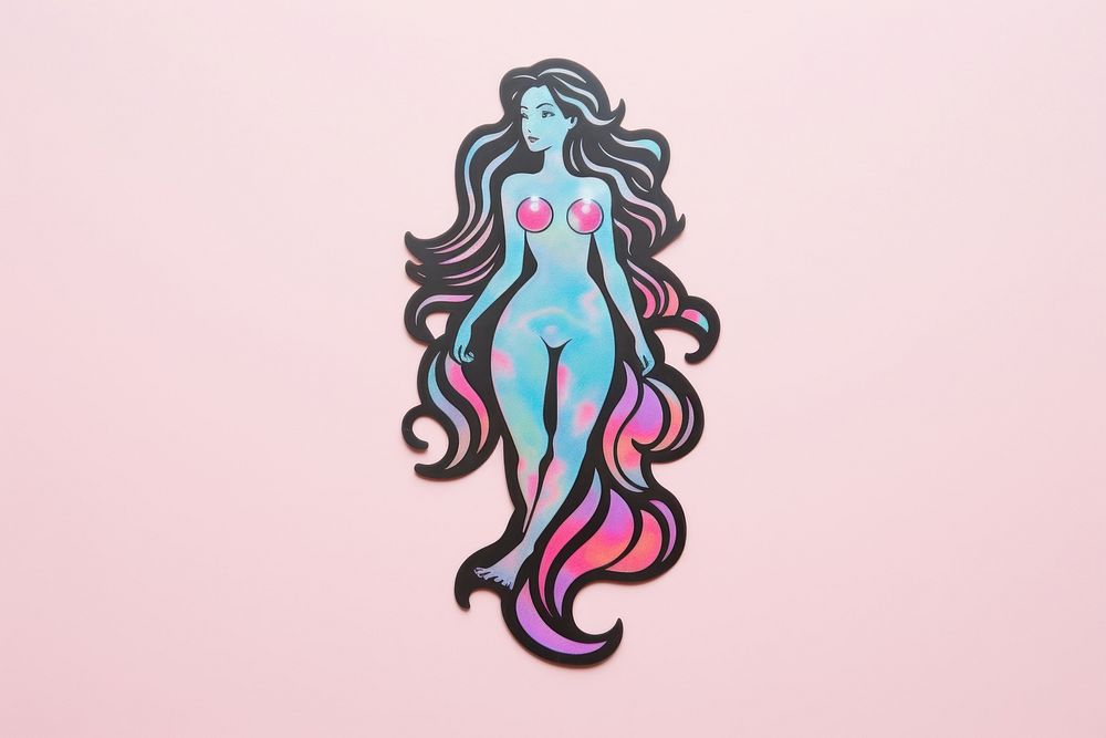 Mermaid graphics drawing sketch. AI generated Image by rawpixel.