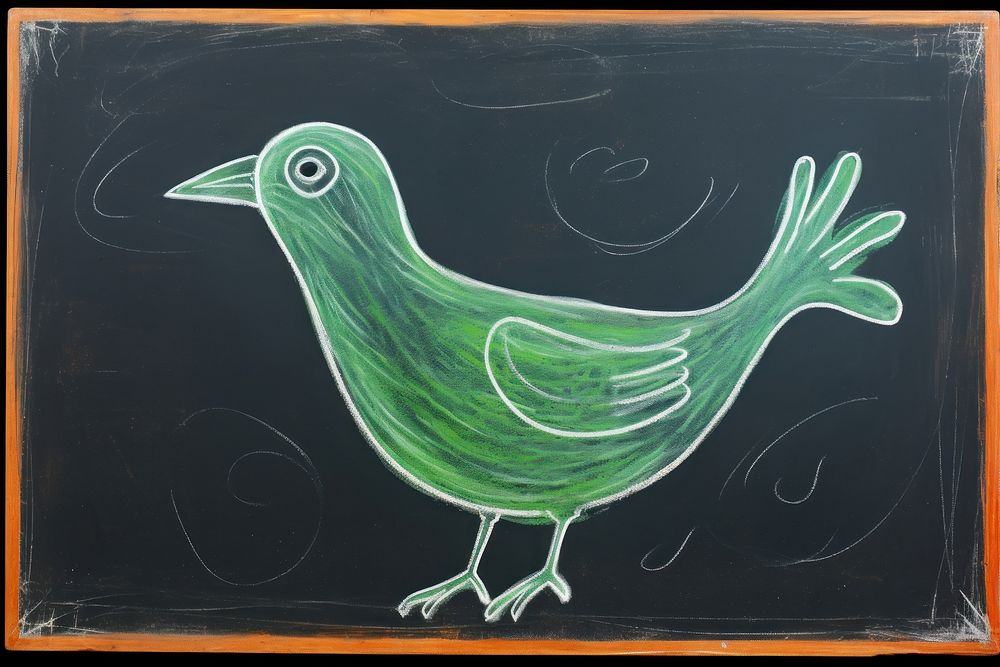 Bird blackboard chalk green. AI generated Image by rawpixel.