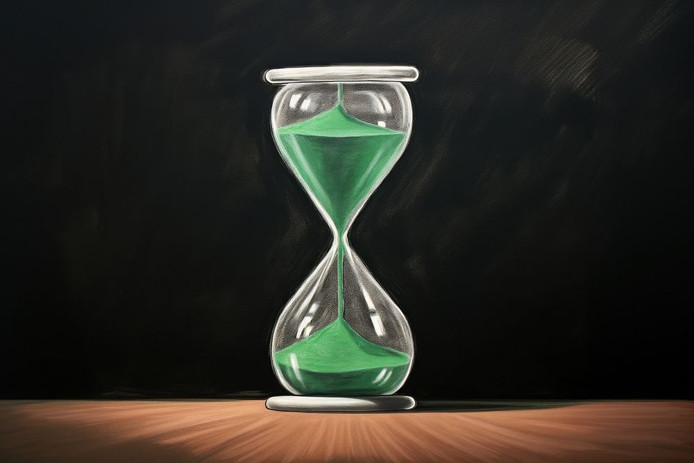 Hourglass green deadline lighting. AI generated Image by rawpixel.