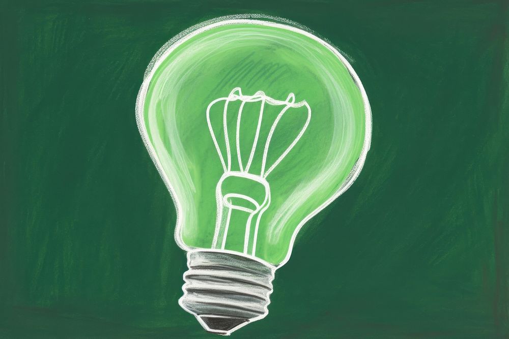 Light bulb lightbulb sketch green. AI generated Image by rawpixel.