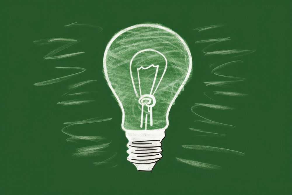 Light bulb lightbulb blackboard green. AI generated Image by rawpixel.