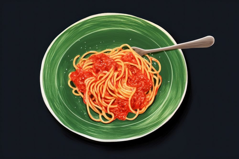 Spaghetti on dish pasta plate food. AI generated Image by rawpixel.