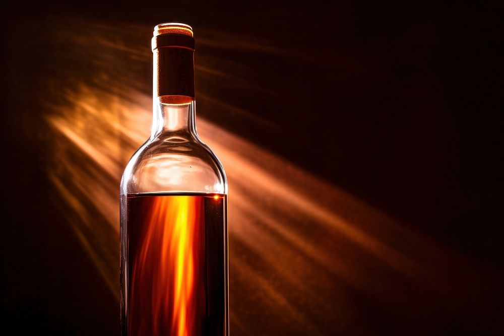 Wine bottle glass light drink. AI generated Image by rawpixel.