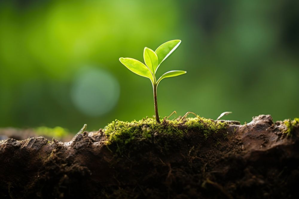 Young plant growing green outdoors leaf. AI generated Image by rawpixel.
