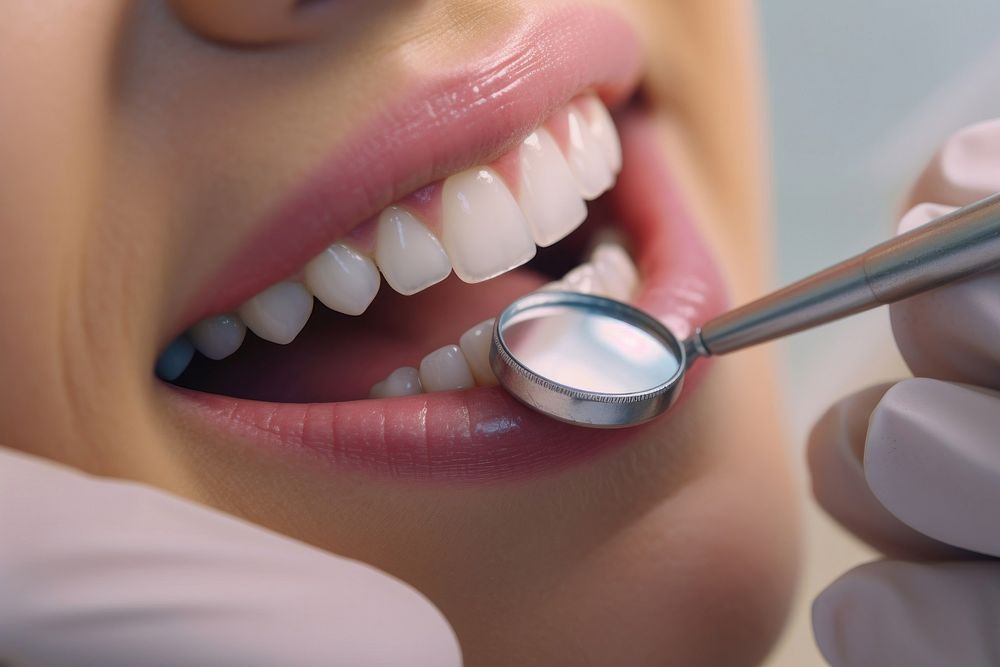 Dentist hand holds mouth mirror teeth perfection medication. AI generated Image by rawpixel.