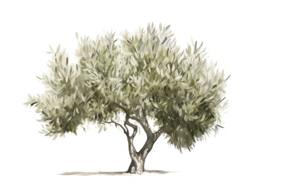 Olive tree plant outdoors sketch white background. AI generated Image by rawpixel.
