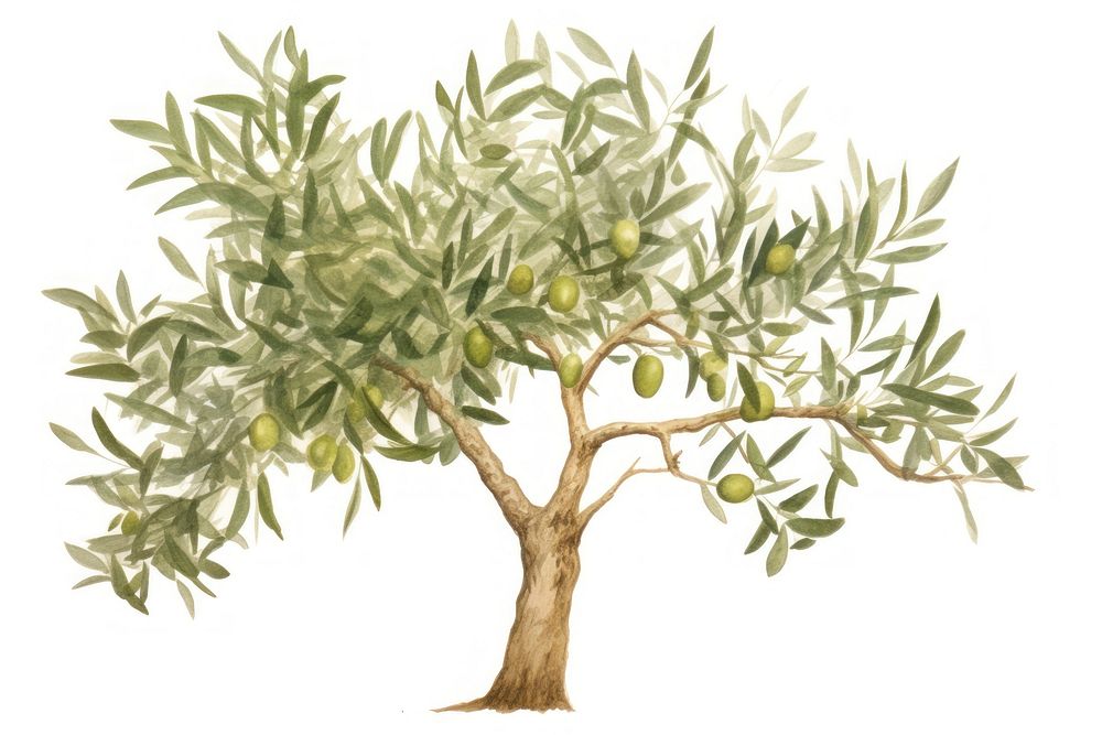 Olive tree plant white background vegetation freshness. AI generated Image by rawpixel.