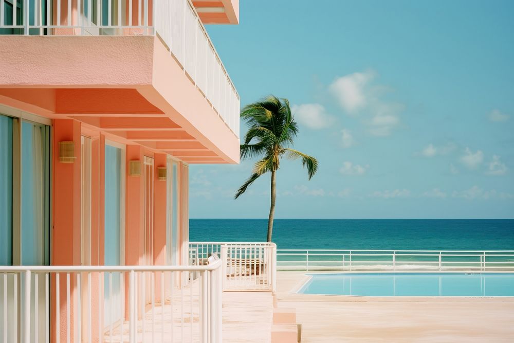 Hotel and beach architecture building outdoors. AI generated Image by rawpixel.