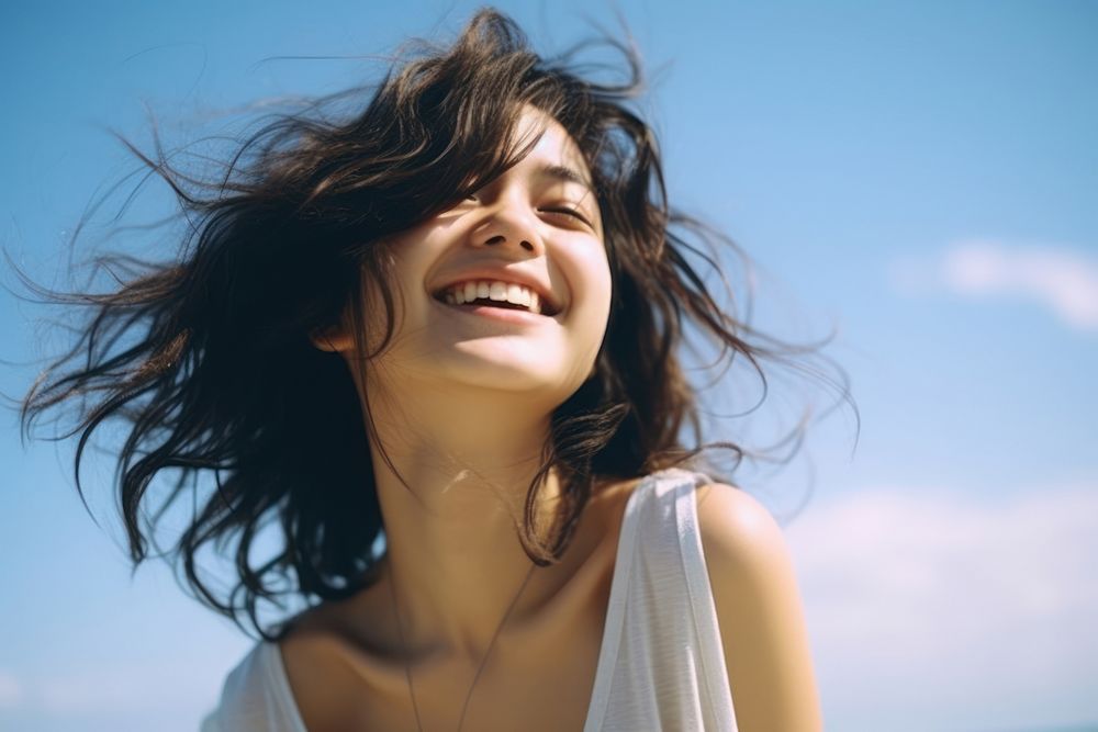 Japanese girl a happy and smiling Face laughing summer smile. AI generated Image by rawpixel.