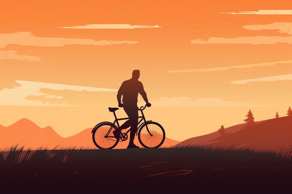 Father riding a bicycle with child landscape vehicle cycling. AI generated Image by rawpixel.