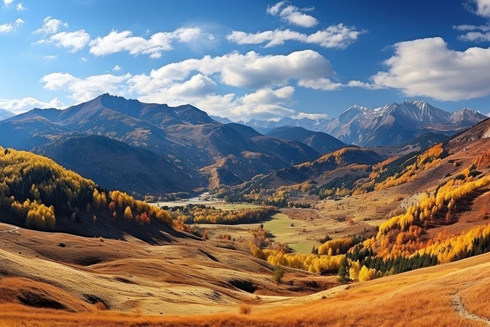 Mountain autumn landscape wilderness panoramic outdoors. AI generated Image by rawpixel.