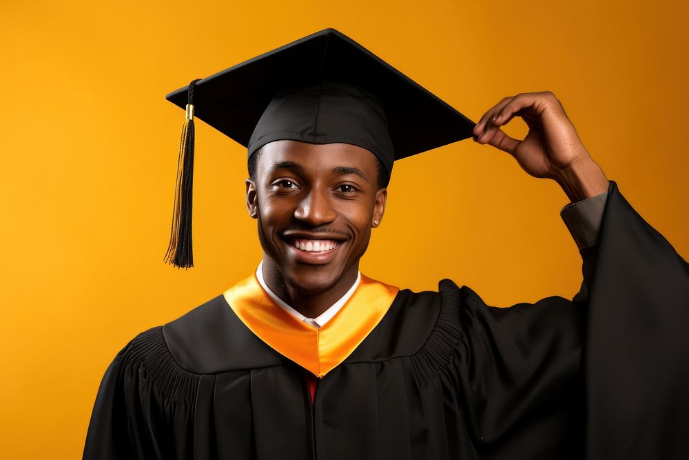 A student graduation african men black intelligence achievement. AI generated Image by rawpixel.