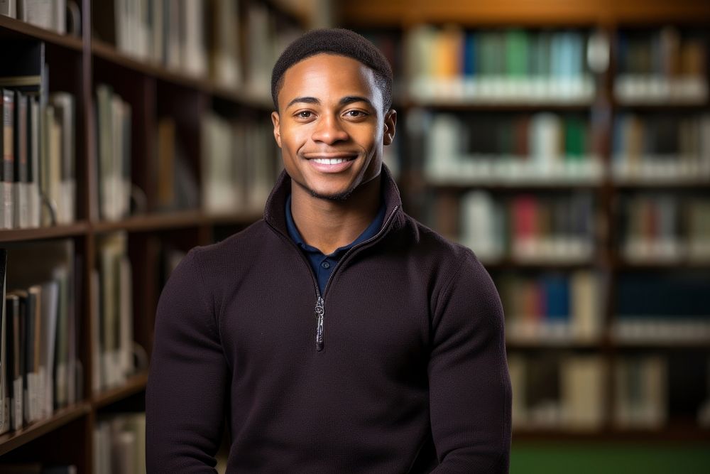 A smile student african men holding book library publication portrait. AI generated Image by rawpixel.