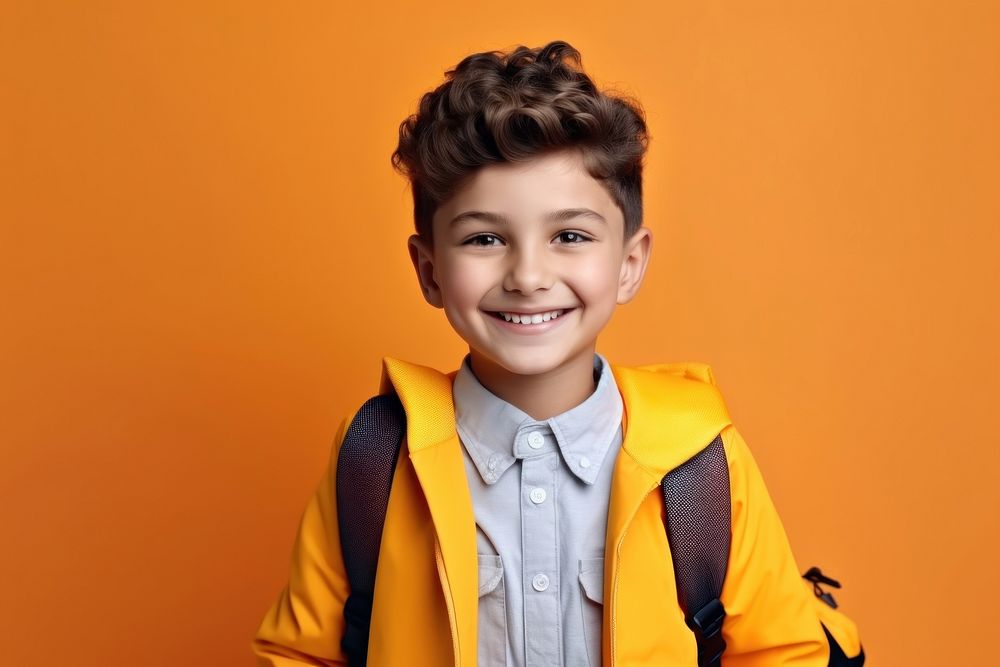 A smile student boy backpack portrait child intelligence. AI generated Image by rawpixel.