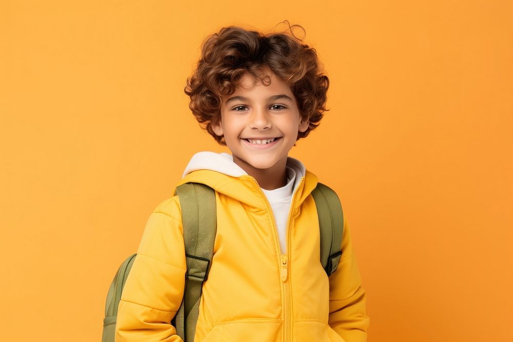 A smile student boy backpack portrait jacket happiness. AI generated Image by rawpixel.