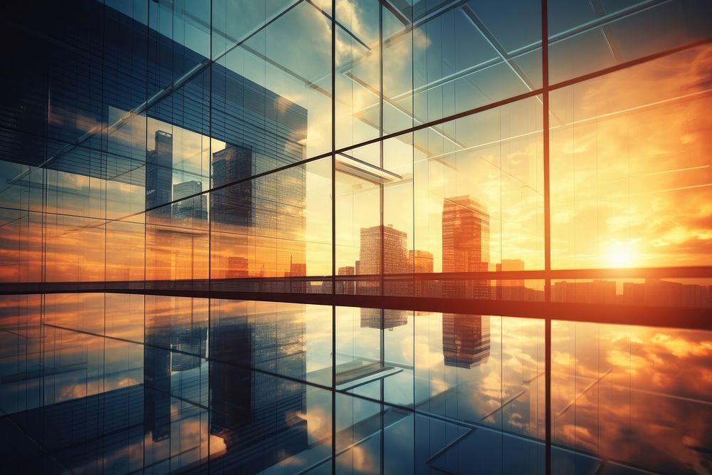 Reflective skyscrapers building architecture cityscape. AI generated Image by rawpixel.