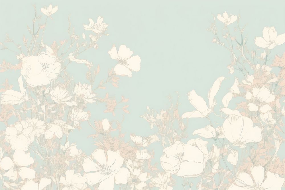 Sketch of flowers white backgrounds pattern. AI generated Image by rawpixel.